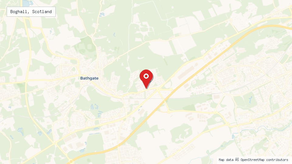 Street map of Boghall, Scotland with location pin