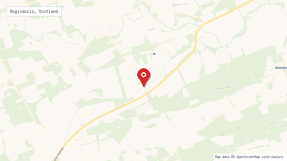 Street map of Bogindollo, Scotland with location pin