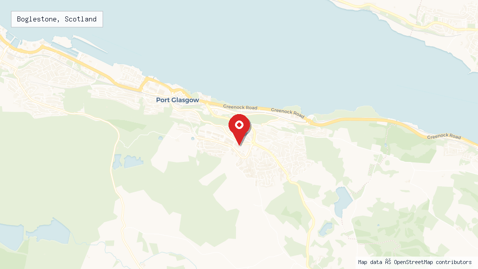 Street map of Boglestone, Scotland with location pin
