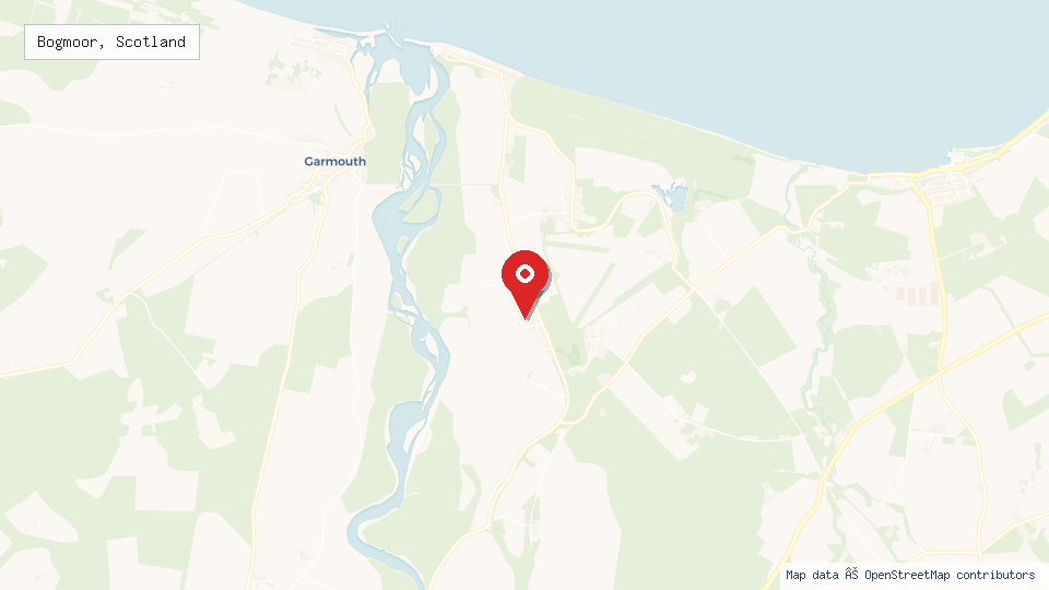 Street map of Bogmoor, Scotland with location pin