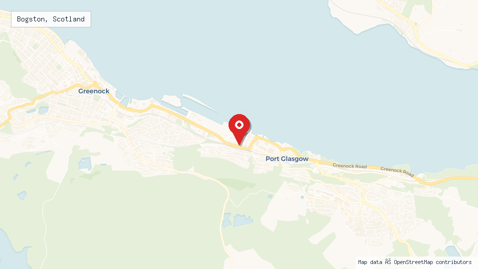 Street map of Bogston, Scotland with location pin