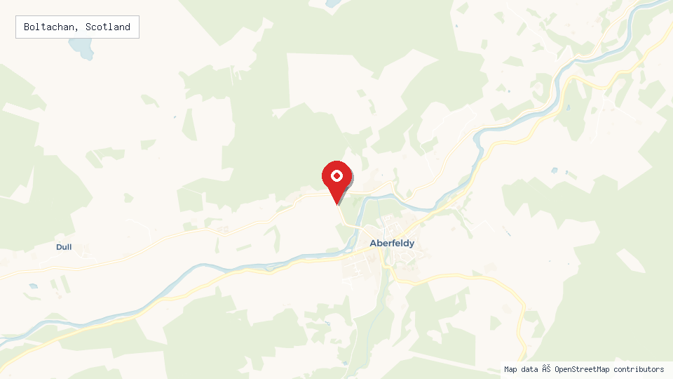 Street map of Boltachan, Scotland with location pin