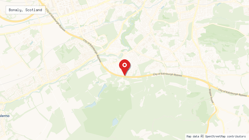 Street map of Bonaly, Scotland with location pin