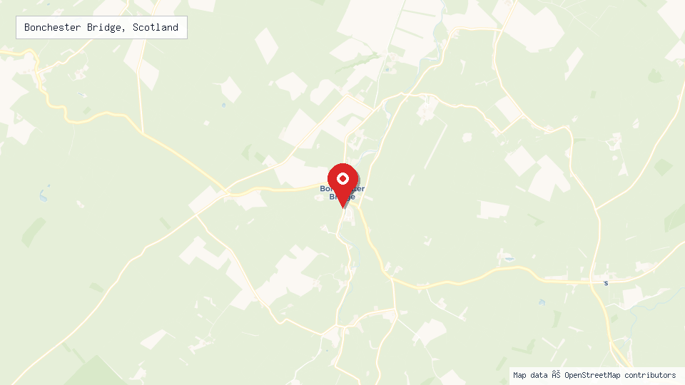 Street map of Bonchester Bridge, Scotland with location pin