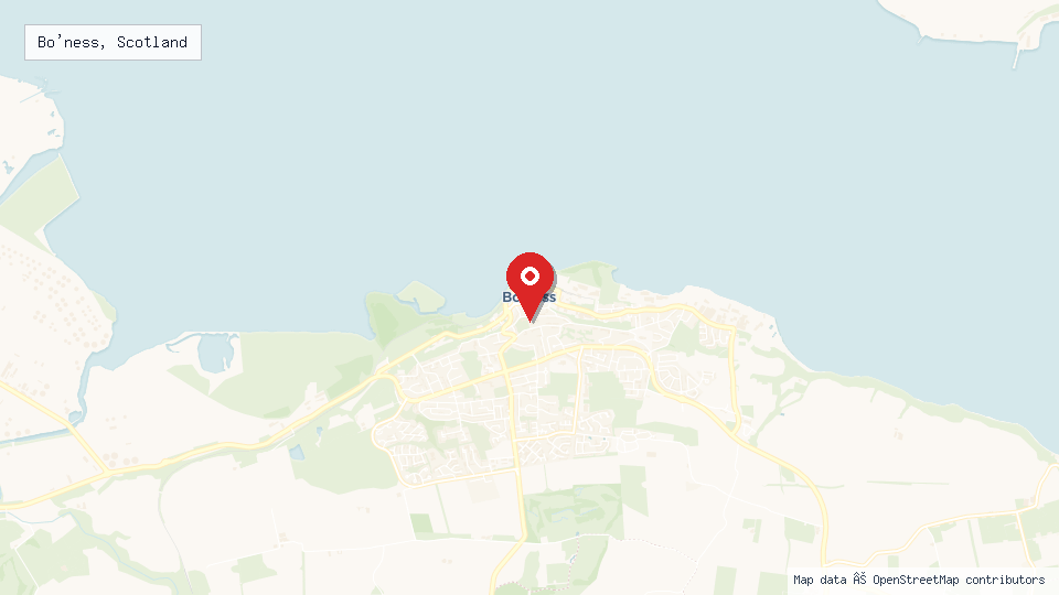 Street map of Bo'ness, Scotland with location pin