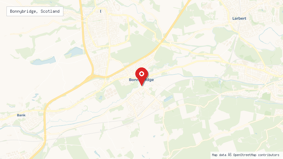 Street map of Bonnybridge, Scotland with location pin