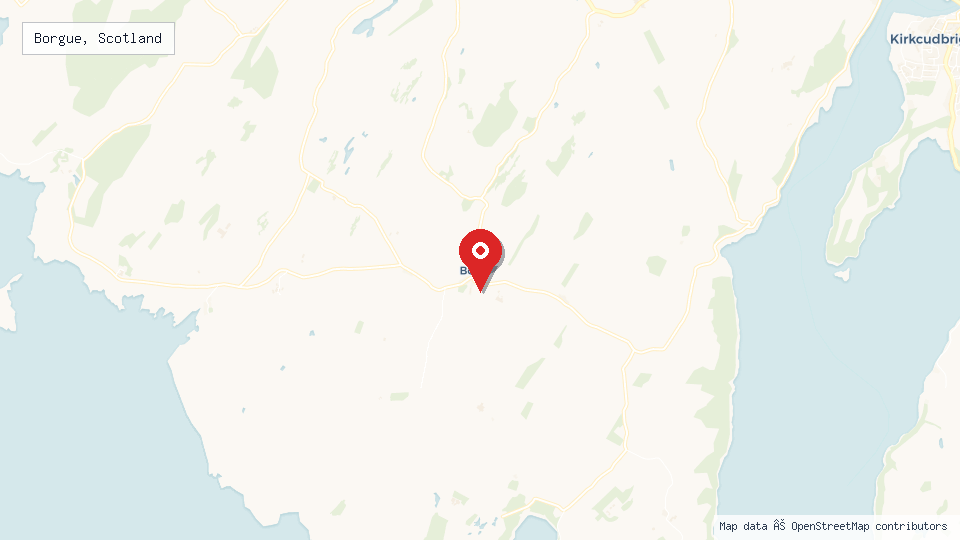 Street map of Borgue, Scotland with location pin