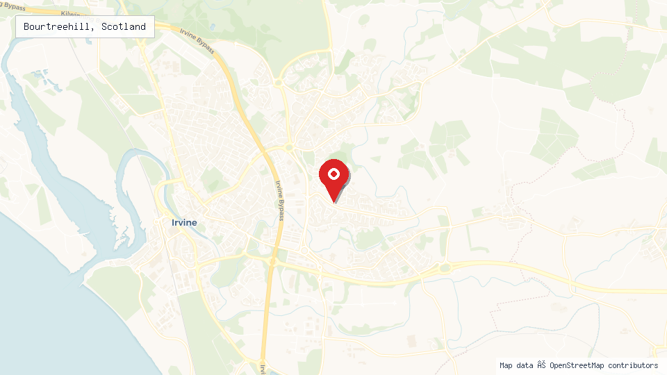 Street map of Bourtreehill, Scotland with location pin