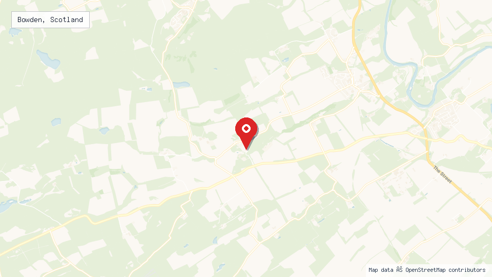 Street map of Bowden, Scotland with location pin