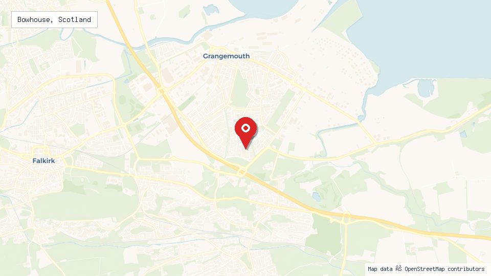 Street map of Bowhouse, Scotland with location pin