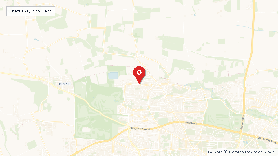 Street map of Brackens, Scotland with location pin
