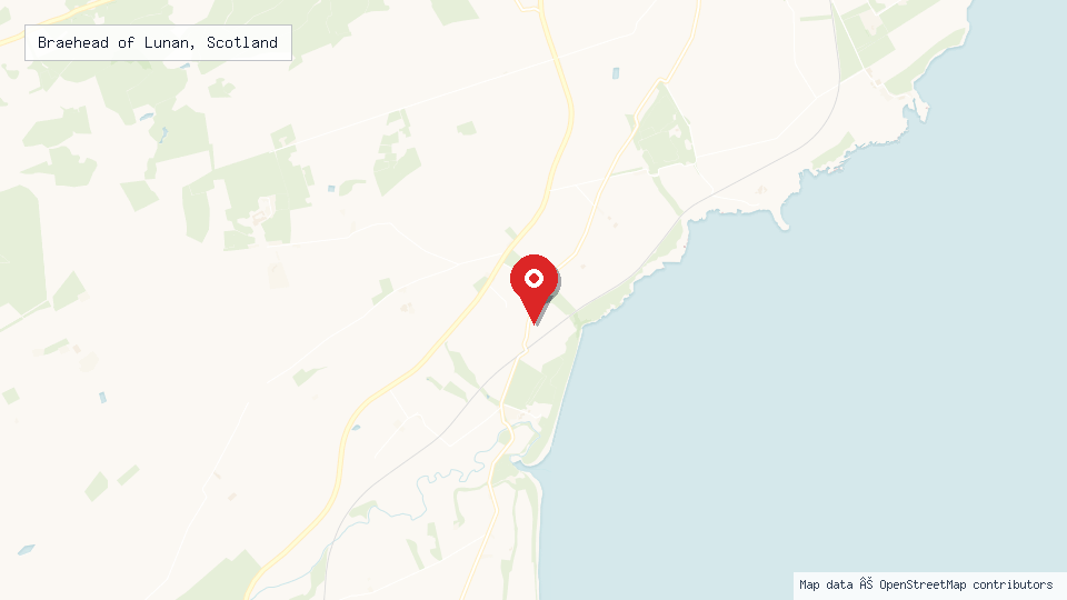 Street map of Braehead of Lunan, Scotland with location pin