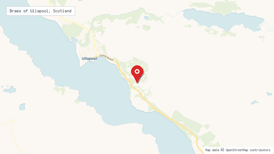 Street map of Braes of Ullapool, Scotland with location pin