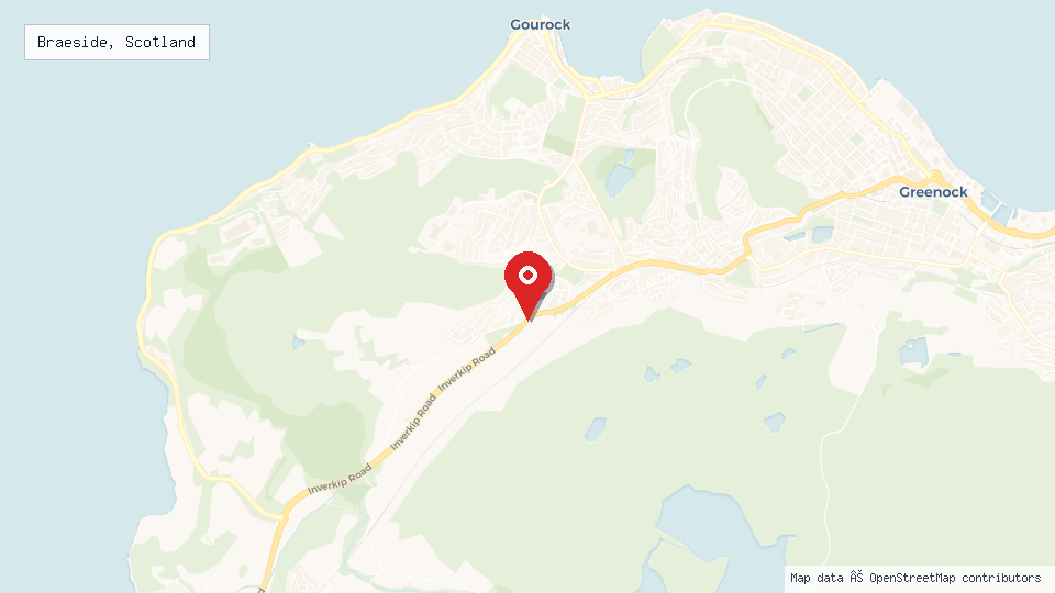 Street map of Braeside, Scotland with location pin