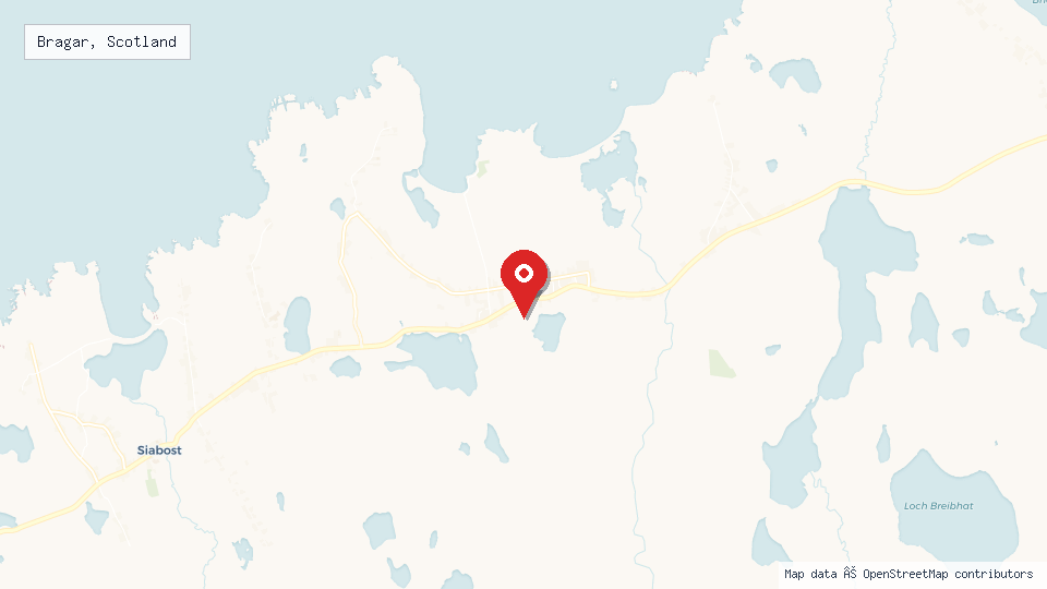 Street map of Bragar, Scotland with location pin