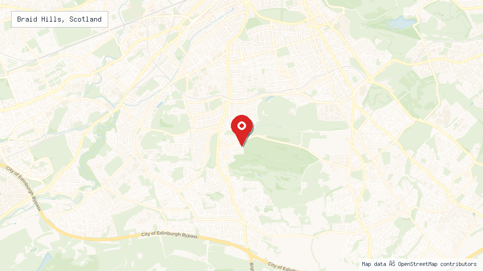 Street map of Braid Hills, Scotland with location pin