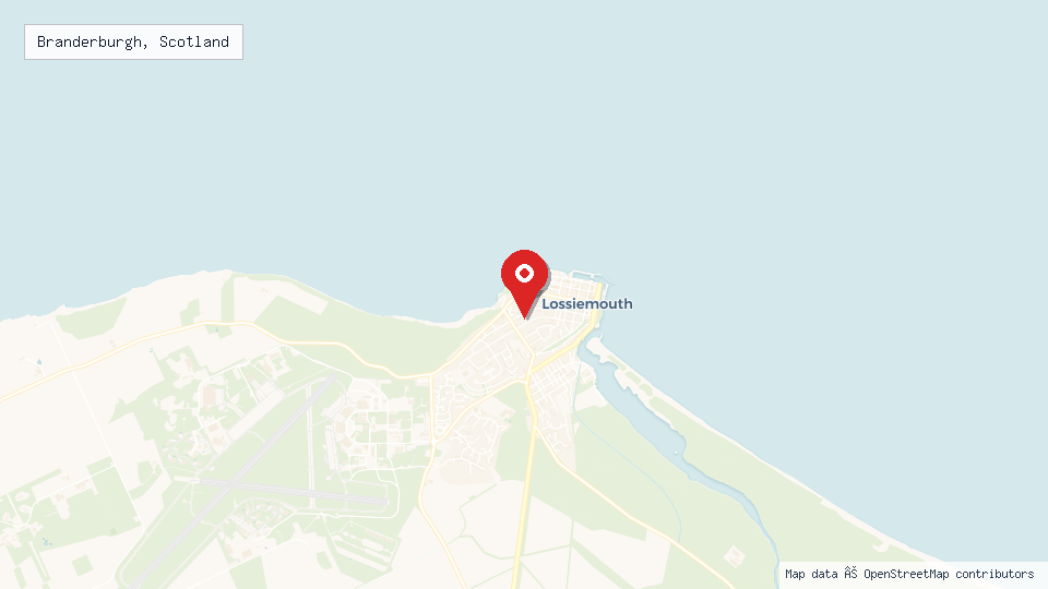 Street map of Branderburgh, Scotland with location pin