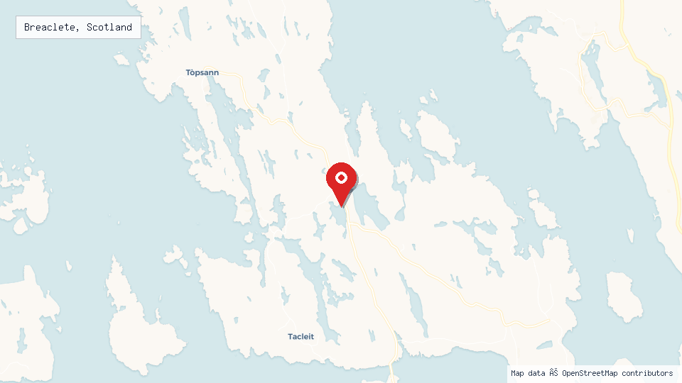 Street map of Breaclete, Scotland with location pin