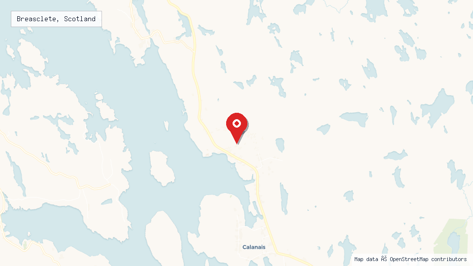 Street map of Breasclete, Scotland with location pin