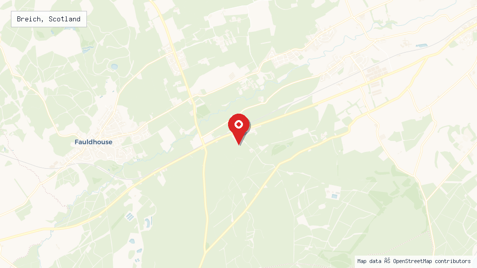 Street map of Breich, Scotland with location pin