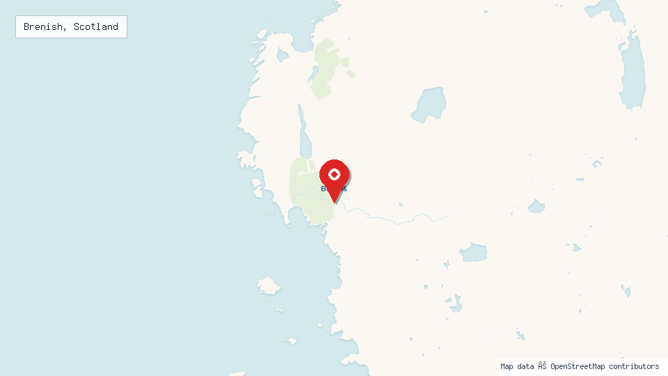 Street map of Brenish, Scotland with location pin
