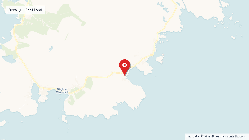 Street map of Brevig, Scotland with location pin