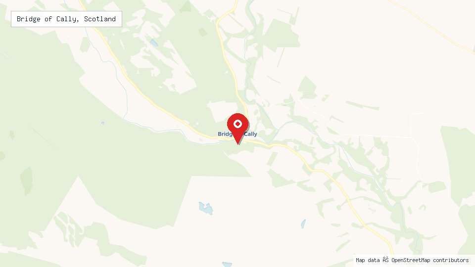 Street map of Bridge of Cally, Scotland with location pin
