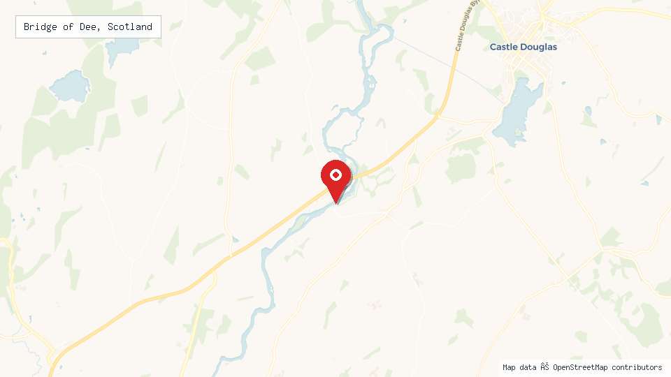 Street map of Bridge of Dee, Scotland with location pin