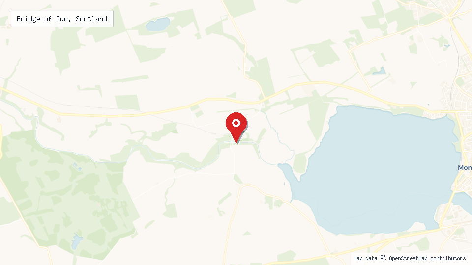 Street map of Bridge of Dun, Scotland with location pin