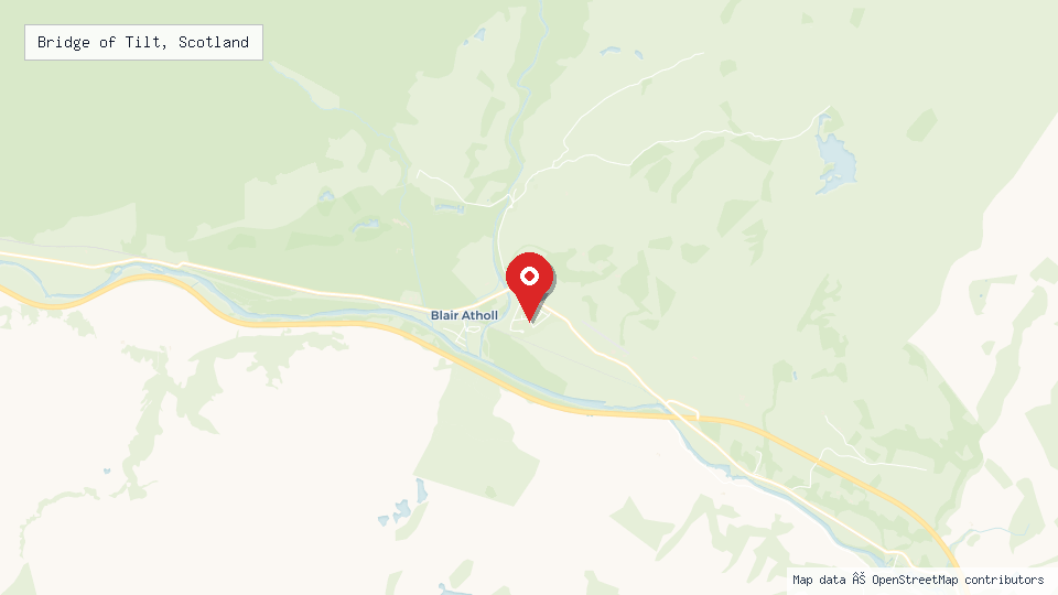 Street map of Bridge of Tilt, Scotland with location pin