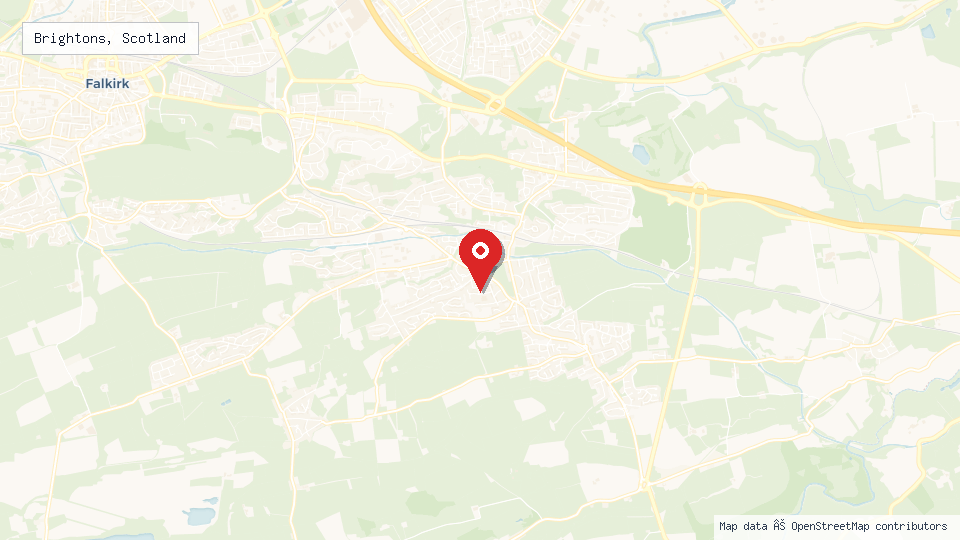 Street map of Brightons, Scotland with location pin