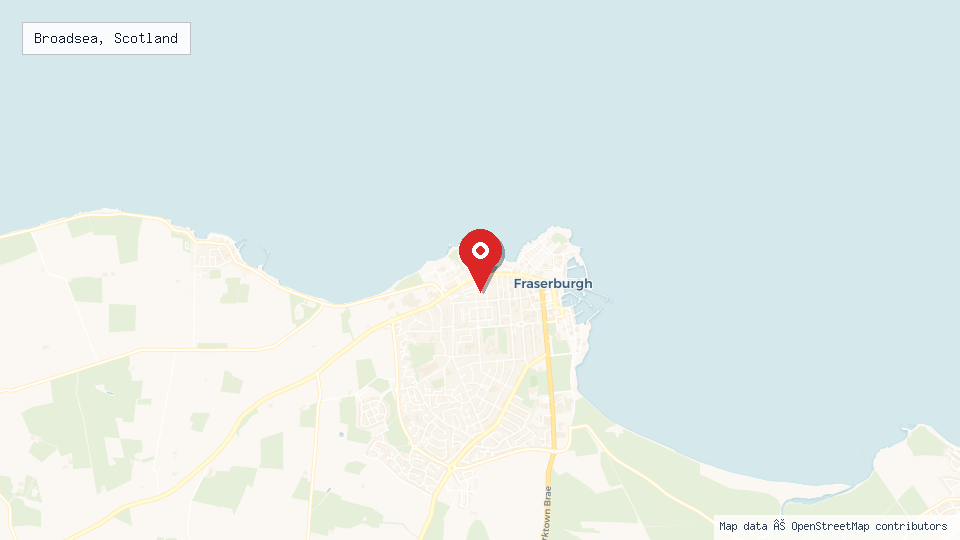 Street map of Broadsea, Scotland with location pin