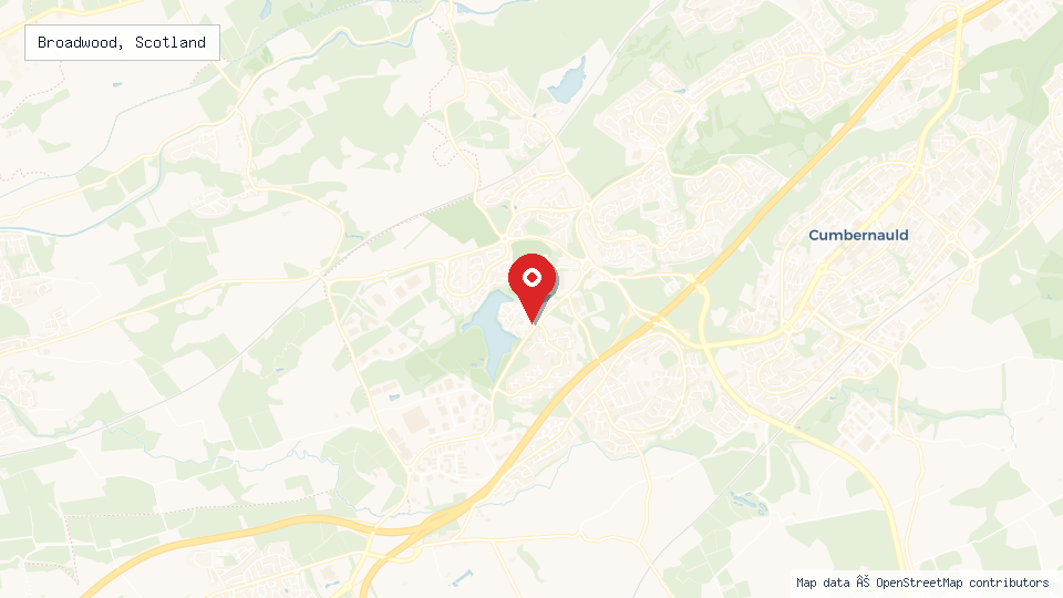 Street map of Broadwood, Scotland with location pin