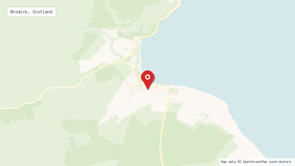 Street map of Brodick, Scotland with location pin