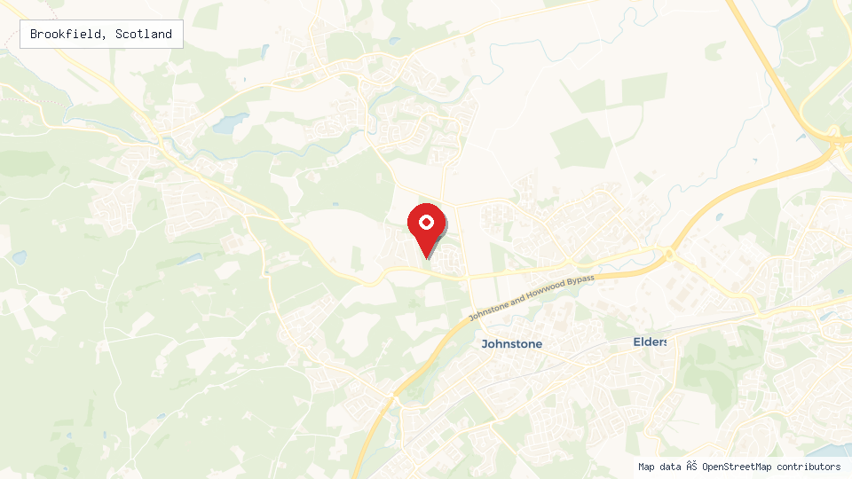 Street map of Brookfield, Scotland with location pin