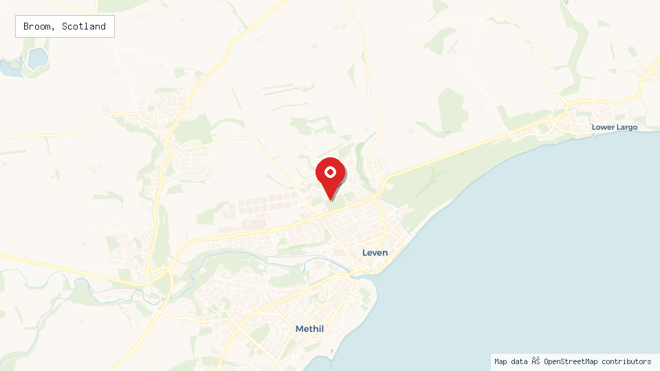 Street map of Broom, Scotland with location pin