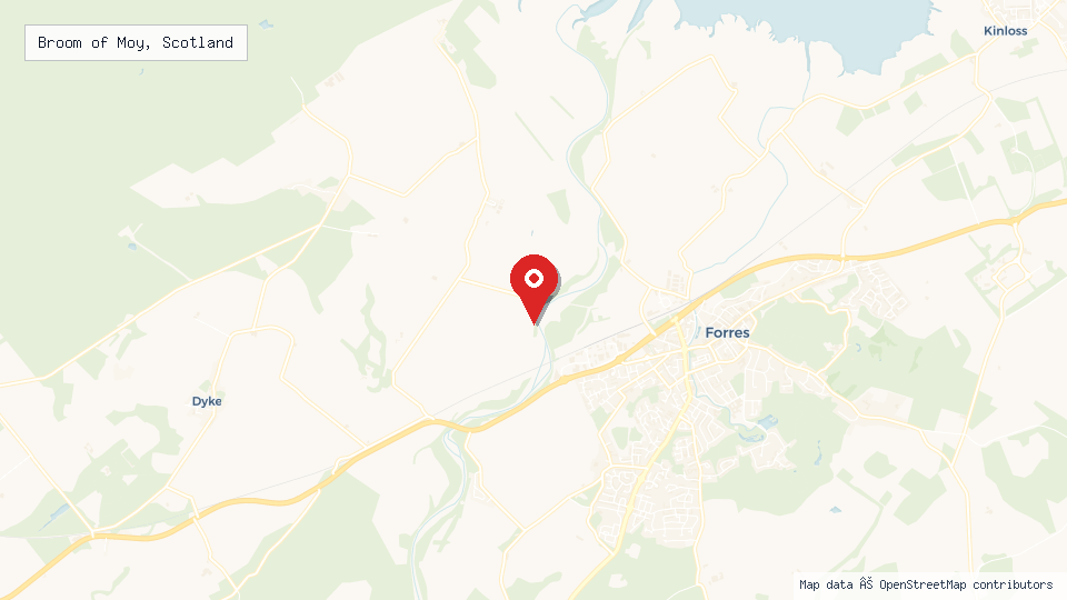 Street map of Broom of Moy, Scotland with location pin