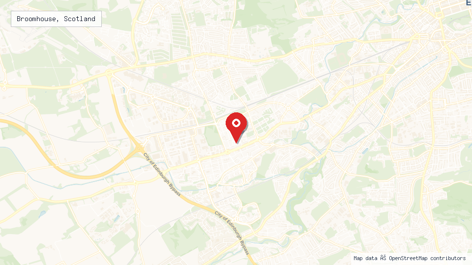 Street map of Broomhouse, Scotland with location pin