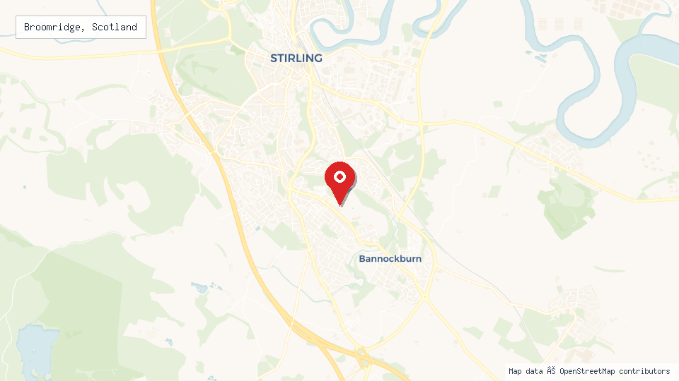 Street map of Broomridge, Scotland with location pin