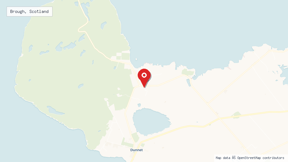 Street map of Brough, Scotland with location pin