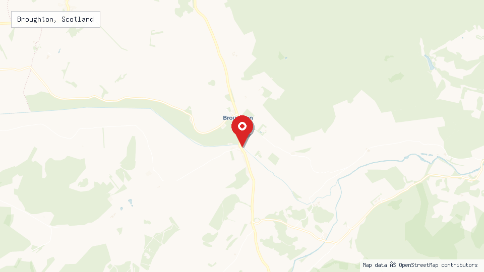 Street map of Broughton, Scotland with location pin