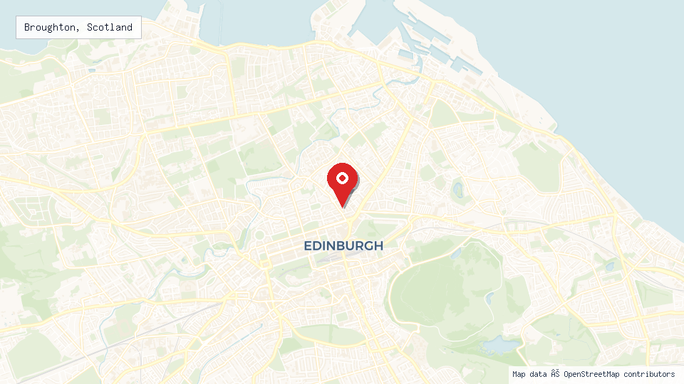 Street map of Broughton, Scotland with location pin