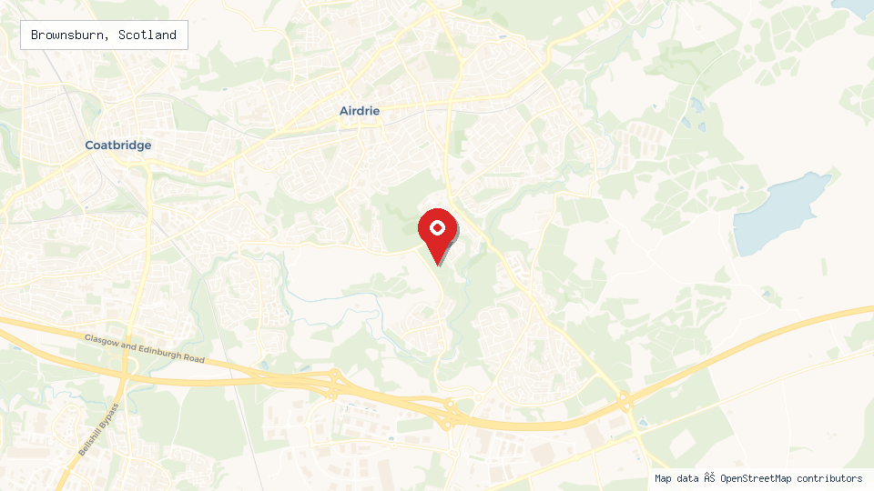 Street map of Brownsburn, Scotland with location pin