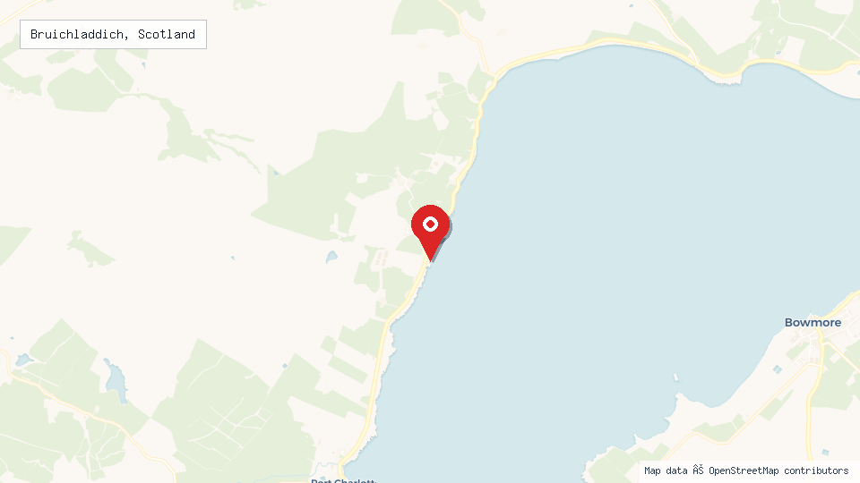 Street map of Bruichladdich, Scotland with location pin