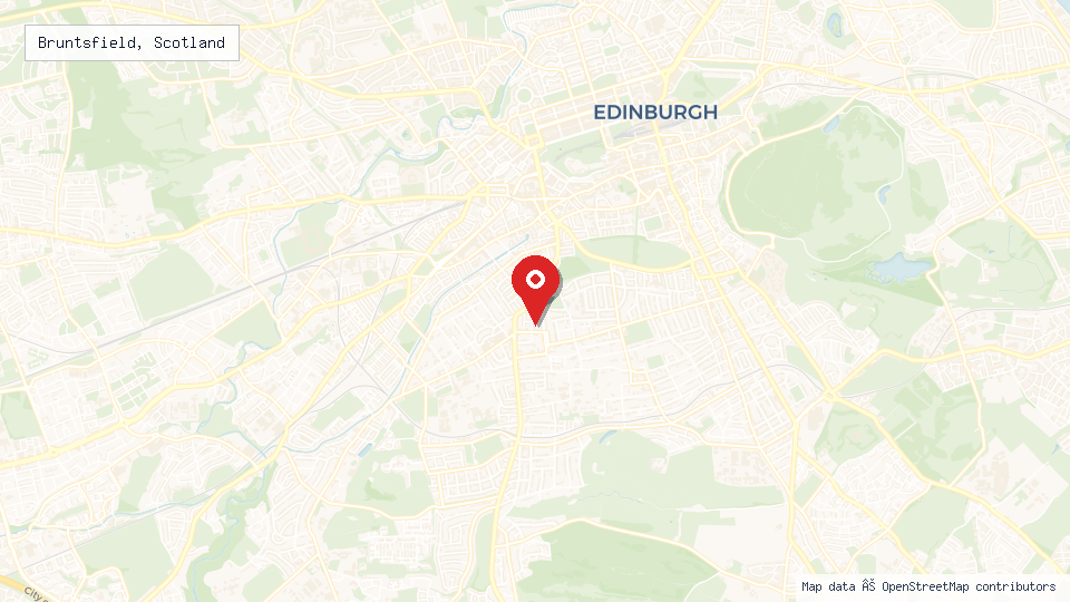 Street map of Bruntsfield, Scotland with location pin