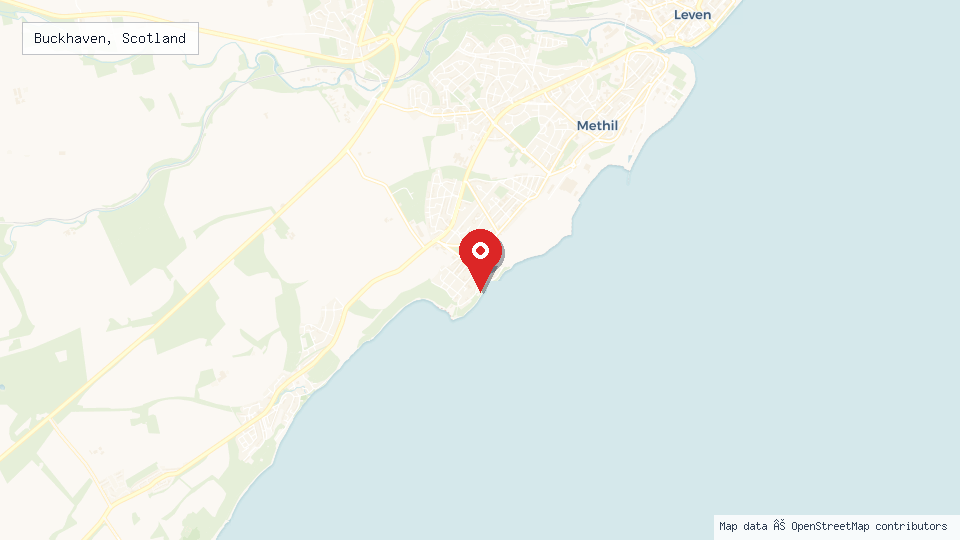 Street map of Buckhaven, Scotland with location pin