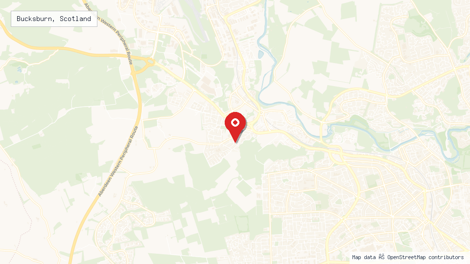 Street map of Bucksburn, Scotland with location pin
