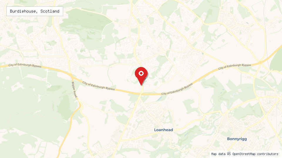 Street map of Burdiehouse, Scotland with location pin