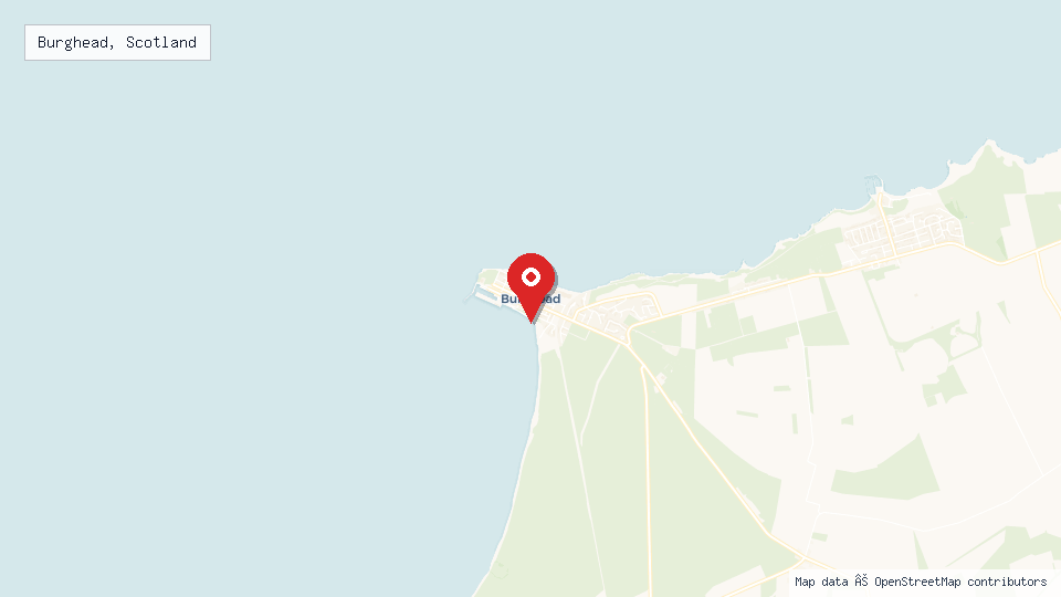 Street map of Burghead, Scotland with location pin