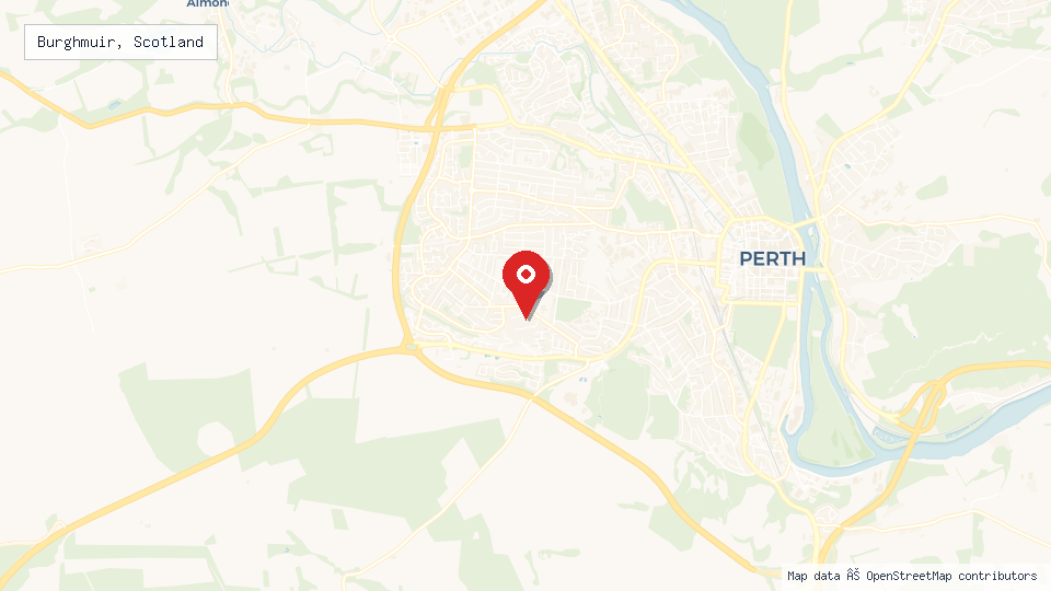 Street map of Burghmuir, Scotland with location pin